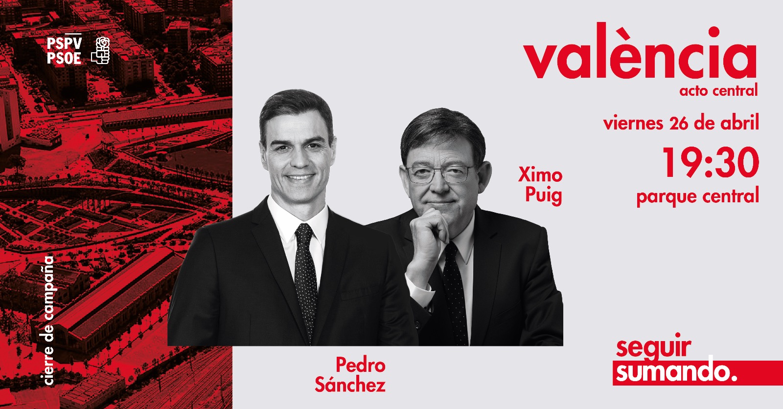 En este momento estás viendo Cierre de campaña en València con Ximo Puig y Pedro Sánchez